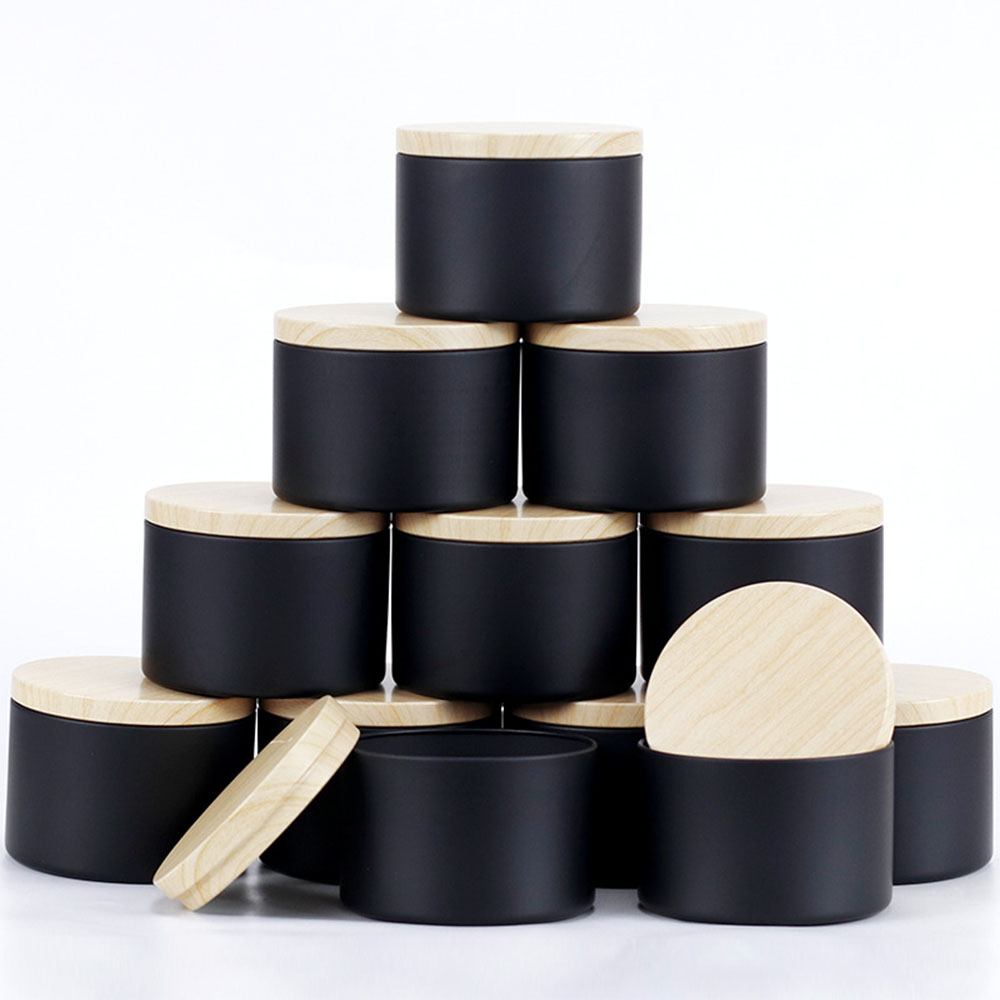 Black Tin Candle - Barattoli per candele neri da 24