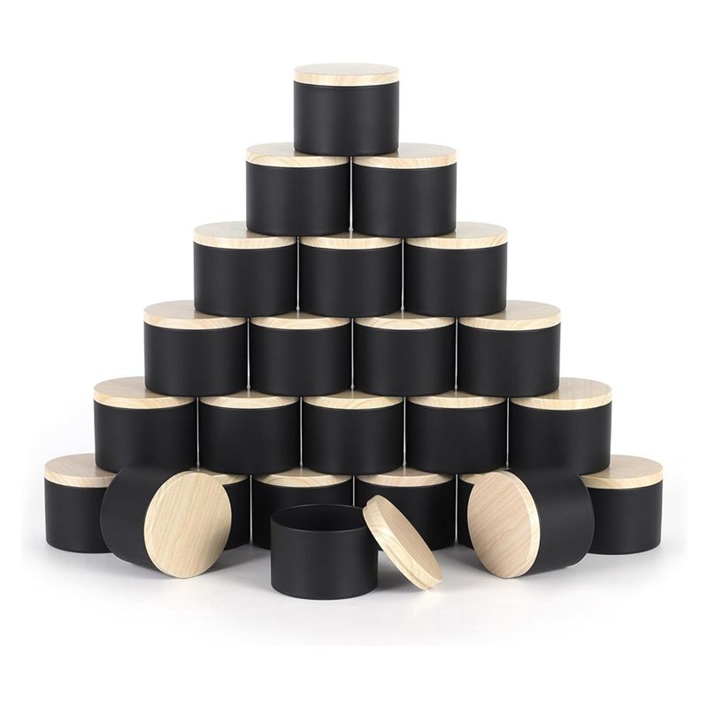 Black Tin Candle - Confezione da 24 barattoli neri per
