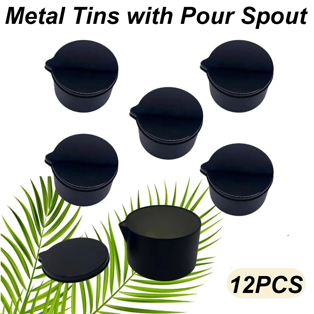 Black Tin Candle - 12PCS Scatole di metallo nero argento