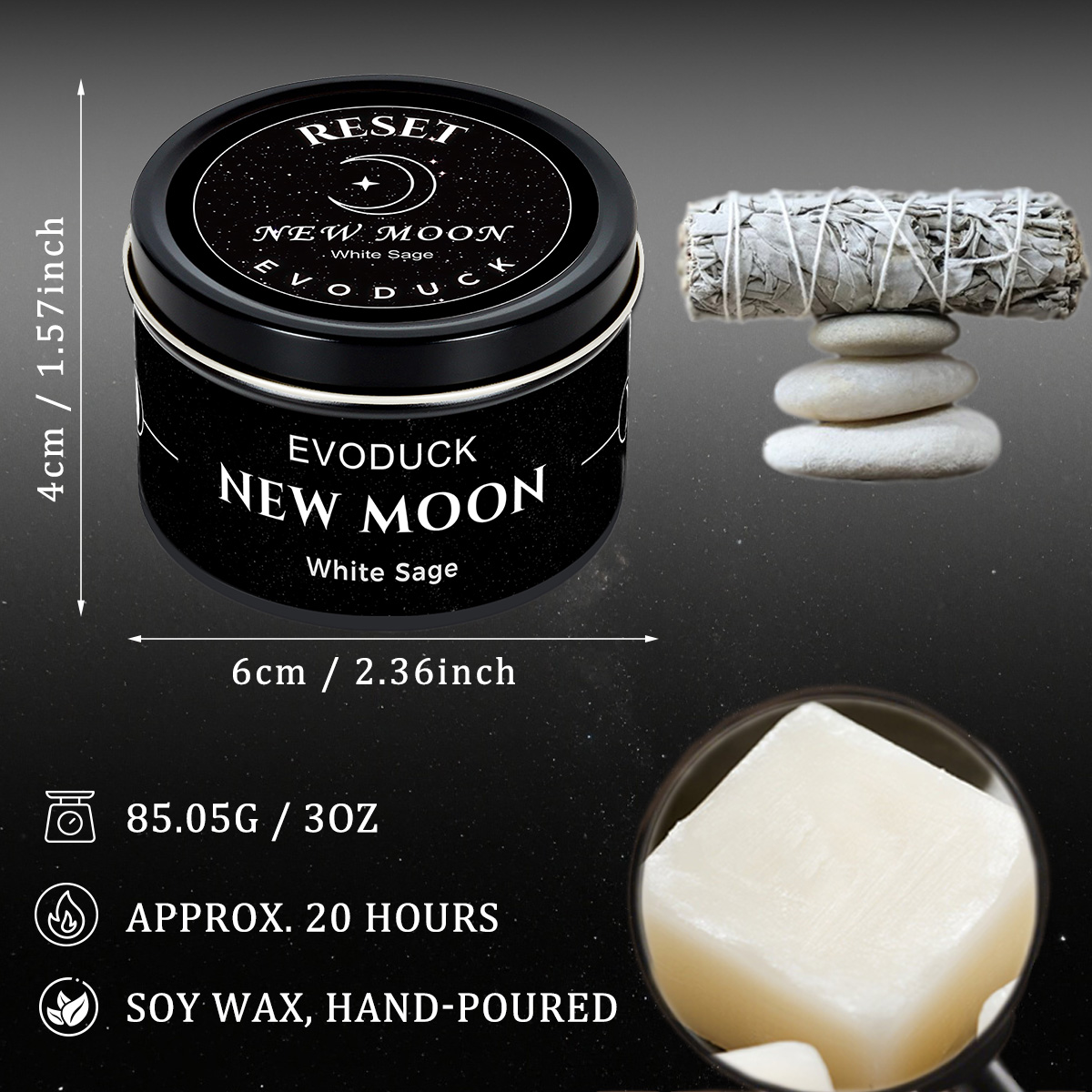 Candela Profumata Luna Crescen - Black Tin Candle recensione e prezzo