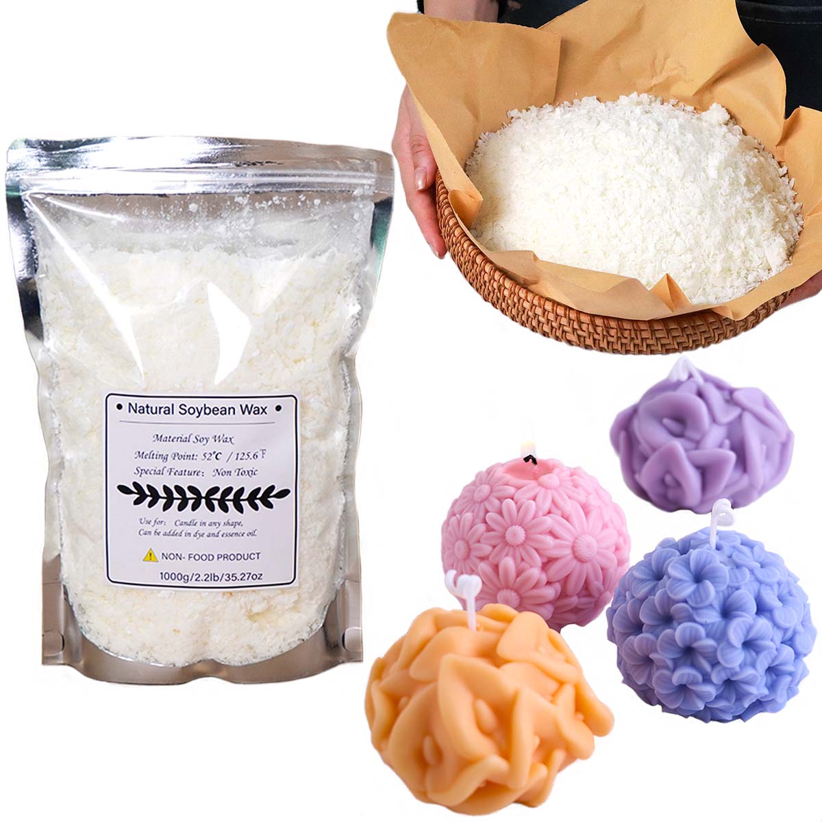 500g/1kg Naturale Cera di Soia - Candle Supplies Bulk recensione e prezzo